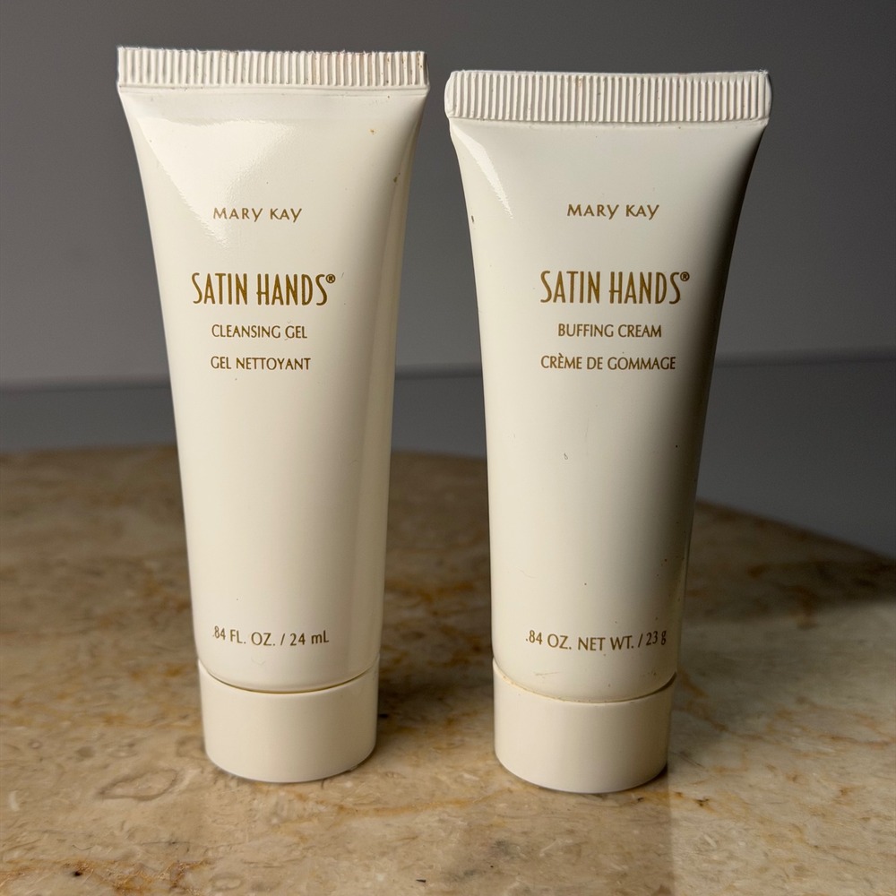 Mary Kay Satin Hands Set 0.84oz Cream Cleansing Gel Buffing Cream Travel Size